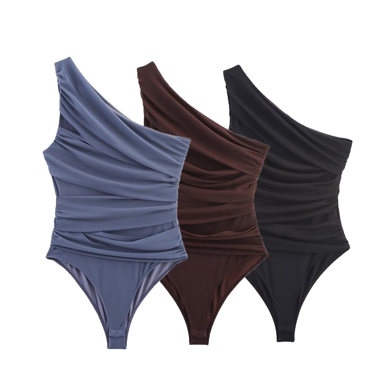 Asymmetrical tulle bodysuit