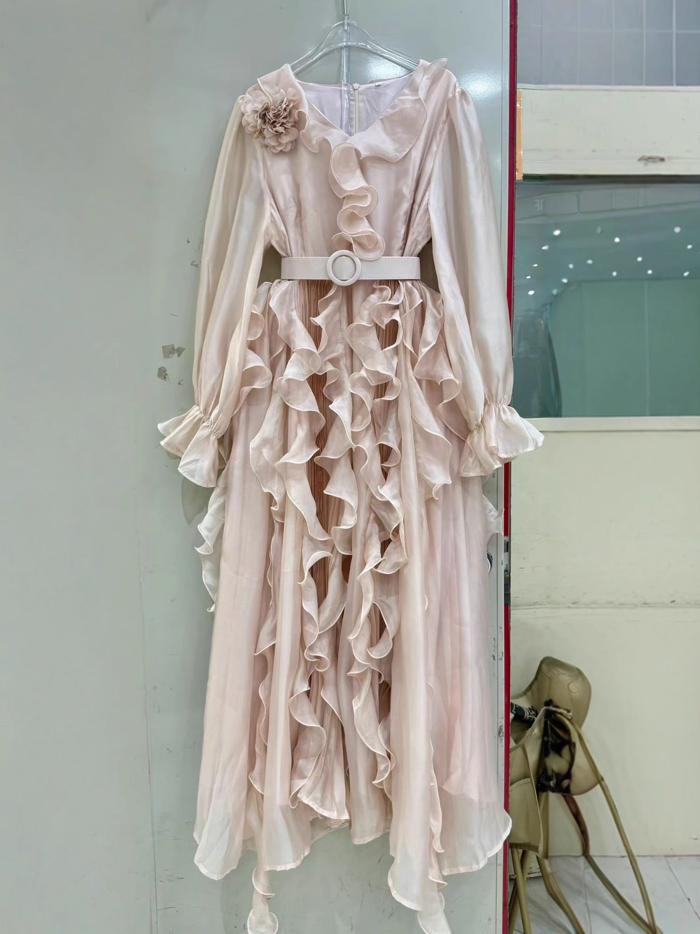 Ruffles belt dress