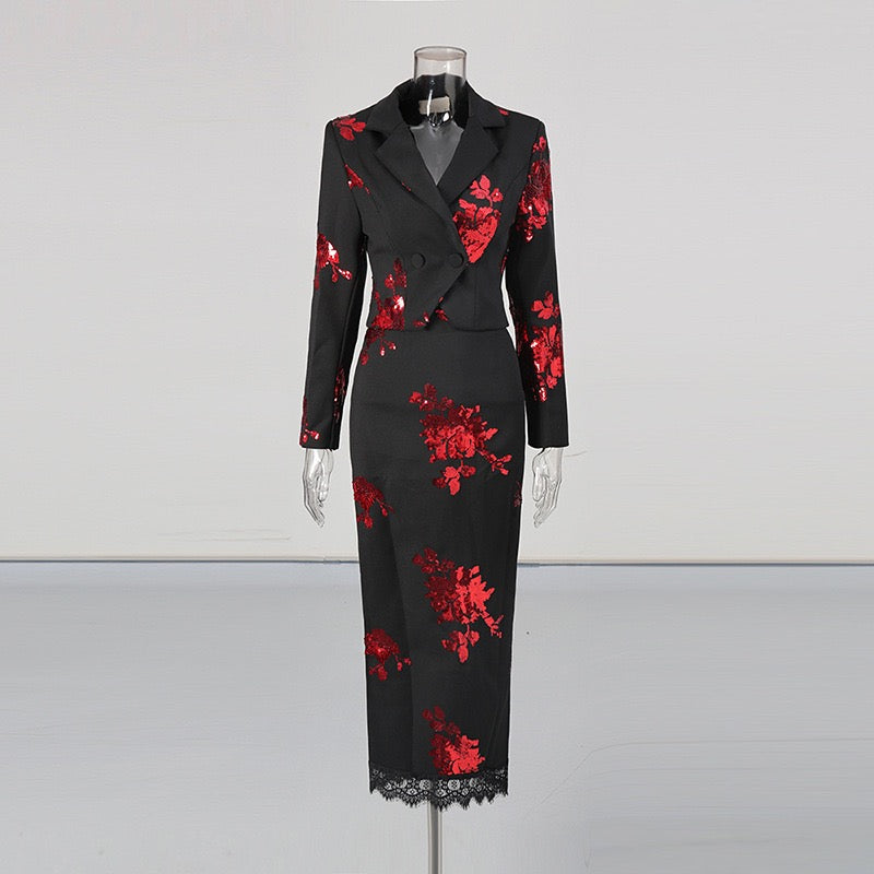 Sequined lapel set