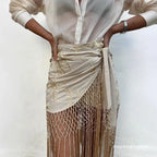 Cross fringes skirt