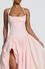 Fishbone French halter neck dress