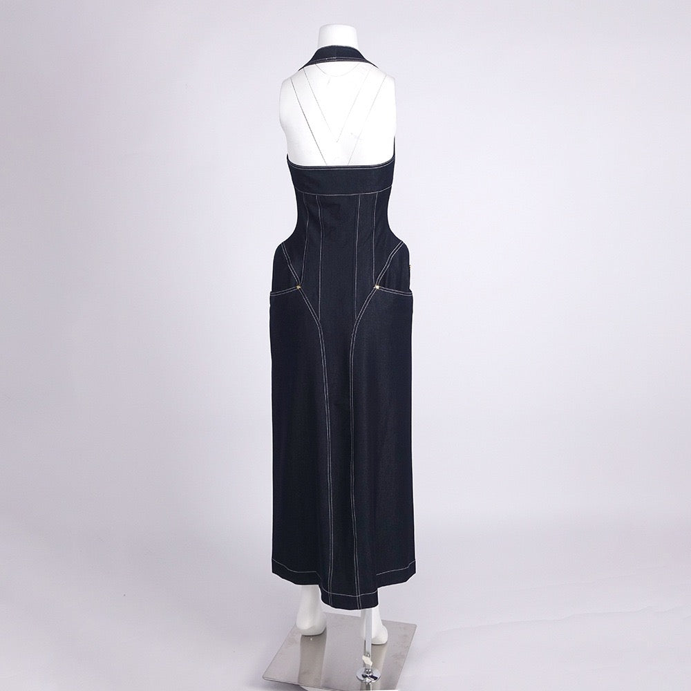 Halter slimfit bodycon denim dress