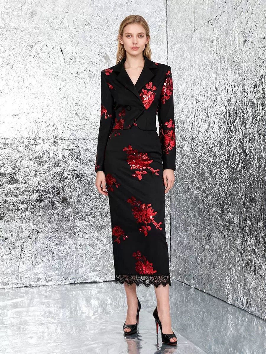 Sequined lapel set
