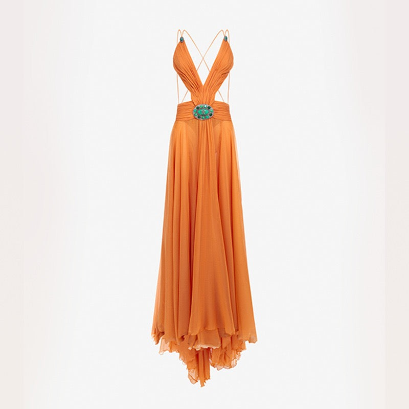 Mesh spaghetti French dress