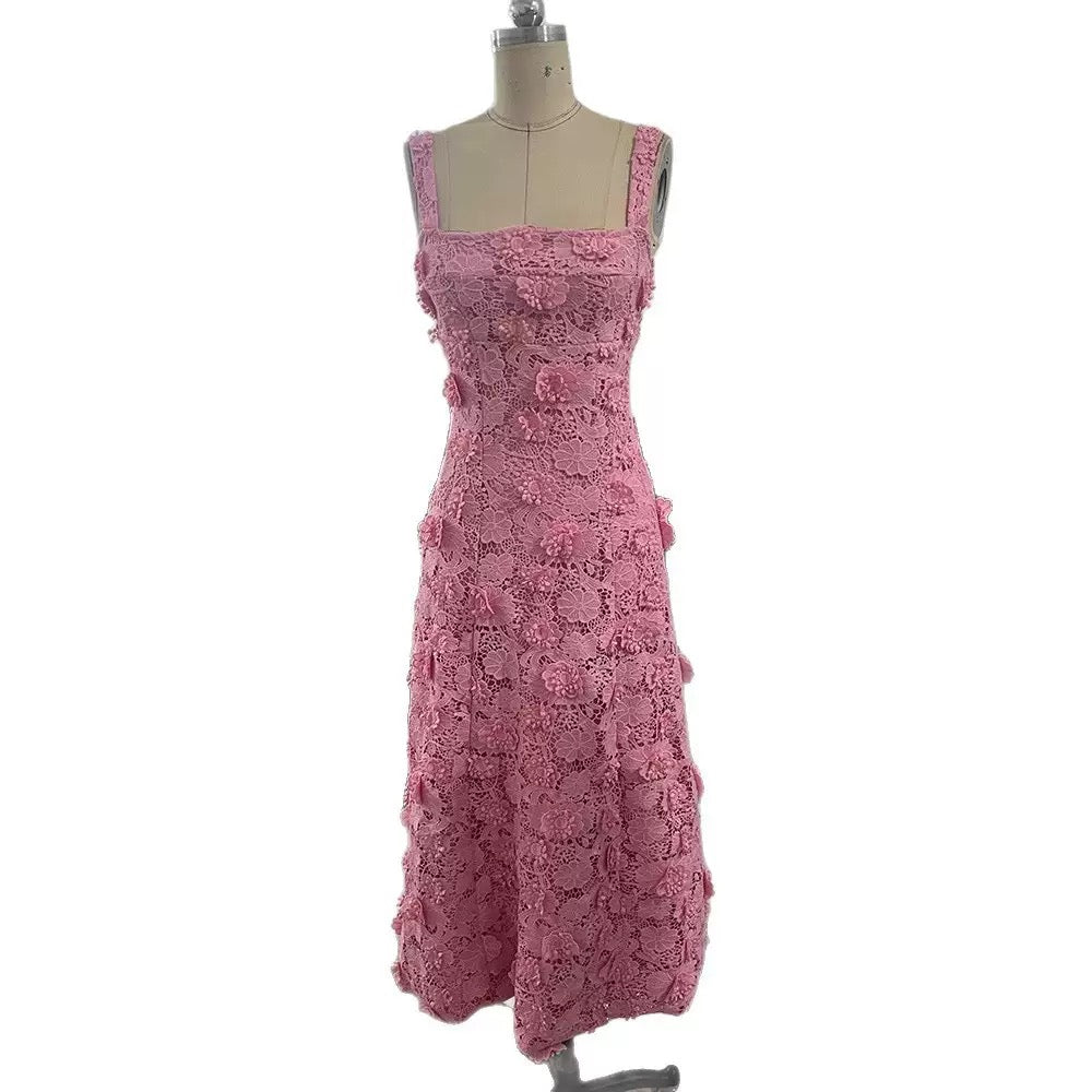Pinky floral lace dress